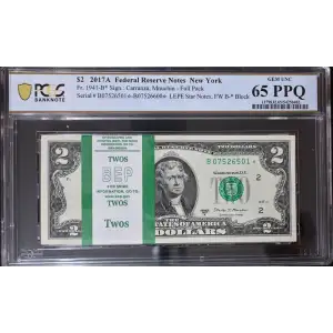 $2 2017-A. Green seal Small Size $2 Federal Reserve Notes 1941-B*