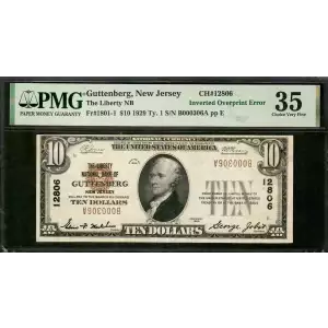 $10 1929 small brown seal. Small National Bank Notes 1801-1