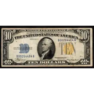 $10 1934-A yellow seal Emergency Notes Issued During WW2 2309