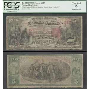 $5 1875 Red with scallops First Charter Period 404