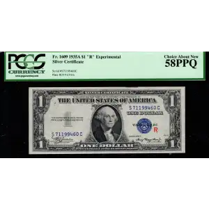 $1 1935-A blue seal. Small Silver Certificates 1609