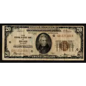 $20 1929 brown seal Small Federal Reserve Bank Notes 1870-G
