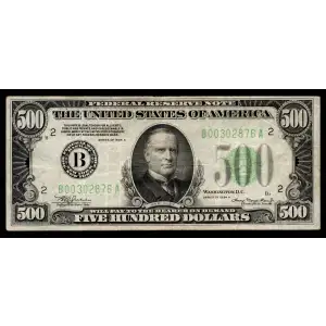 $500 1934-A.  High Denomination Notes 2202-B