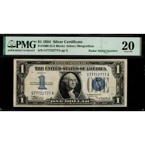 $1 1934 blue seal. Small Silver Certificates 1606