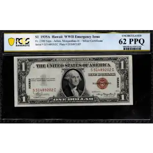 $1 1935-A brown seal Emergency Notes Issued During WW2 2300