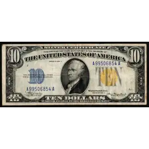 $10 1934-A yellow seal Emergency Notes Issued During WW2 2309