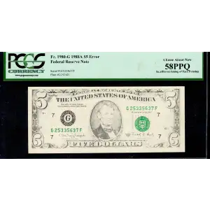 $5 1988-A.  Small Size $5 Federal Reserve Notes 1980-G