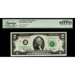 $2 1976 Green seal Small Size $2 Federal Reserve Notes 1935-C