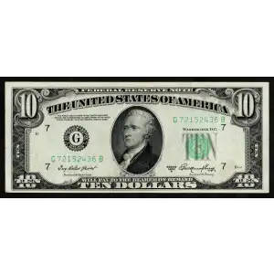 $10 1950-A.  Small Size $10 Federal Reserve Notes 2011-G