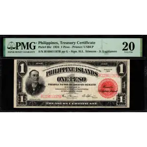 1 Peso 1924, 1924 Issue c. Signature H. L. Stimson and Salv. Lagdameo Philippines 68