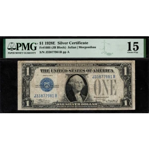 $1 1928-E blue seal. Small Silver Certificates 1605
