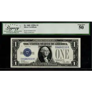 $1 1928-A blue seal. Small Silver Certificates 1601