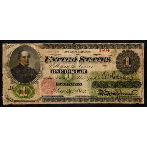 $1 Series 174-234 at left. No ABNCo monogram. No green patent date. Type 2; Red Seal Legal Tender Issues 16