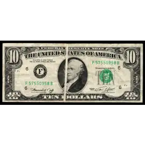 $10 1974 Treasury seal. Small Size $10 Federal Reserve Notes 2022-F