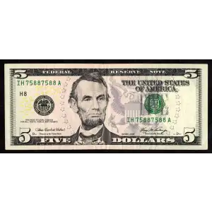 $5 2006  Small Size $5 Federal Reserve Notes 1993-H