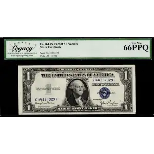 $1 1935-D blue seal. Small Silver Certificates 1613N