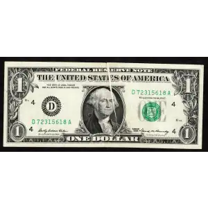 $1 1969 Green seal. Small Size $1 Federal Reserve Notes 1903-D