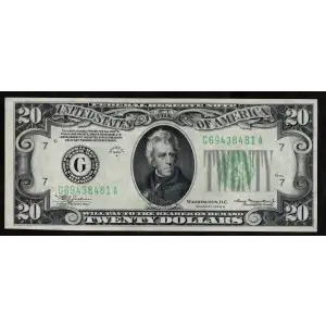 $20 1934-A. blue-Green seal. Small Size $20 Federal Reserve Notes 2055-G (2)