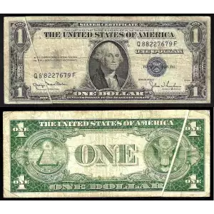 $1 1935-D blue seal. Small Silver Certificates 1613W