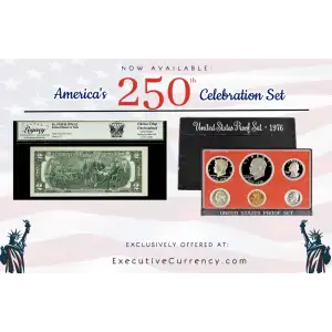 OFFICIAL AMERICA 250 CELEBRATION SET Coin + Currency 1976 PROOF SET + $2 1976