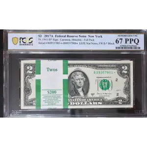 $2 2017-A. Green seal Small Size $2 Federal Reserve Notes 1941-B*