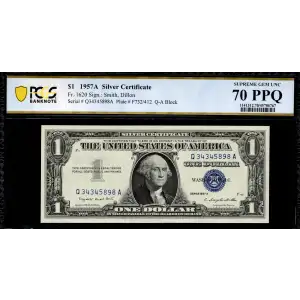 $1 1957-A blue seal. Small Silver Certificates 1620