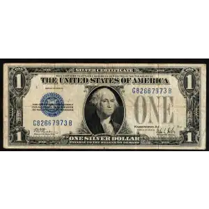 $1 1928-B blue seal. Small Silver Certificates 1602