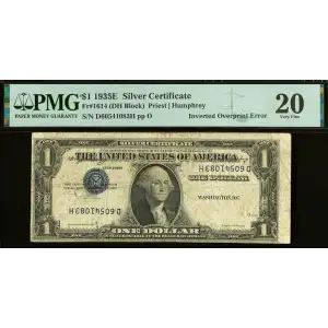 $1 1935-E blue seal. Small Silver Certificates 1614