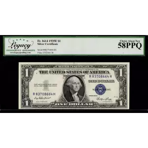 $1 1935-E blue seal. Small Silver Certificates 1614 (2)