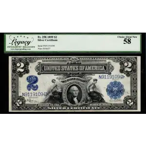$2 1899 Blue Silver Certificates 258
