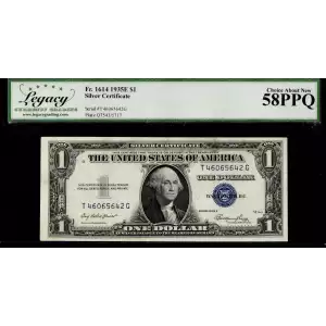 $1 1935-E blue seal. Small Silver Certificates 1614