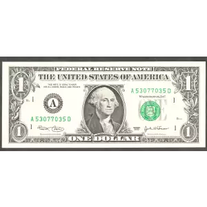 $1 2003 Green seal. Small Size $1 Federal Reserve Notes 1928-A