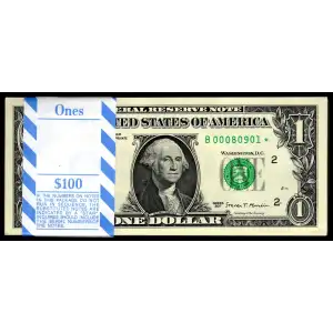 $1 2017A Green seal. Small Size $1 Federal Reserve Notes 3005B* (2)