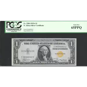 $1 1935-A yellow seal Emergency Notes Issued During WW2 2306