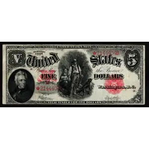 $5  Small Red, scalloped Legal Tender Issues 91*