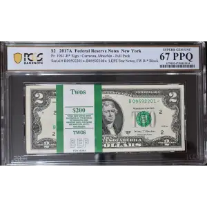 $2 2017-A. Green seal Small Size $2 Federal Reserve Notes 1941-B*