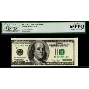 $100 1996  Small Size $100 Federal Reserve Notes 2175-G