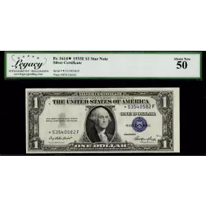 $1 1935-E blue seal. Small Silver Certificates 1614*