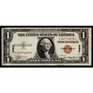 $1 1935-A brown seal Emergency Notes Issued During WW2 2300