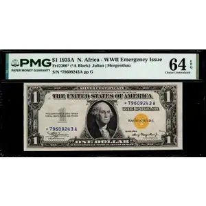 $1 1935-A yellow seal Emergency Notes Issued During WW2 2306*