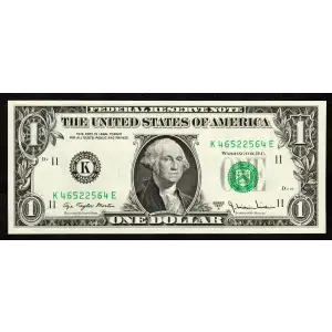 $1 1977-A. Green seal. Small Size $1 Federal Reserve Notes 1910-K