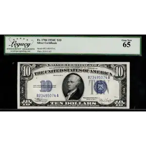 $10 1934-C blue seal. Small Silver Certificates 1704