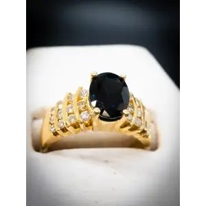 14k Yellow Gold  Natural Diamonds with Natural Oval Sapphire  .68 CTW Center Stone 1.5 Ct (2)