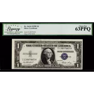 $1 1935-E blue seal. Small Silver Certificates 1614 (2)