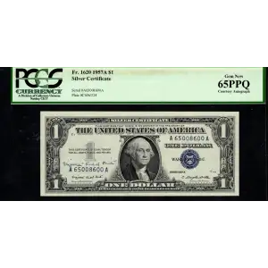 1957-A $1 A65008600A PCGS Currency 65 PPQ
