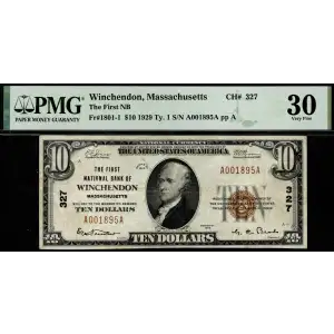 $10 1929 small brown seal. Small National Bank Notes 1801-1