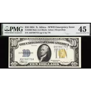 $10 1934 yellow seal Emergency Notes Issued During WW2 2308