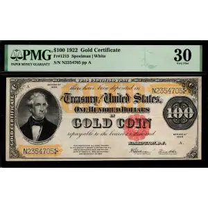 $100 1922 Small Red Gold Certificates 1215