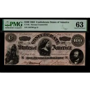 $100   Issues of the Confederate States of America CS-65 (2)
