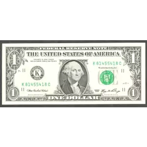 $1 2006 Green seal. Small Size $1 Federal Reserve Notes 1933-K